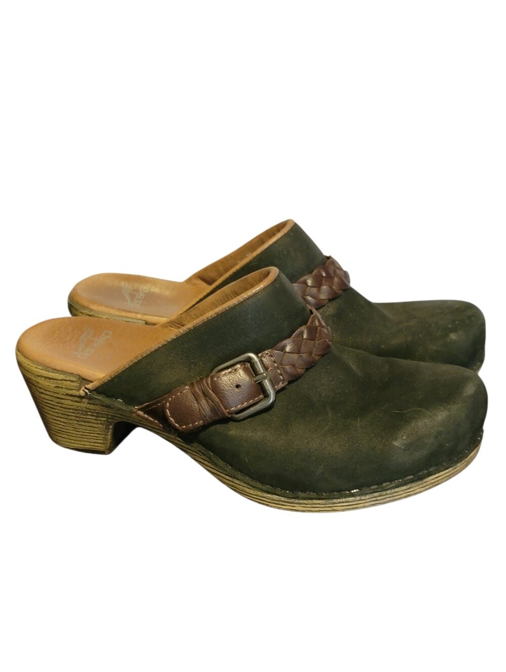 DANSKO Melanie Black Brown Leather Faux Wood Heel Clog Mules‎ 38 US 7.5-8